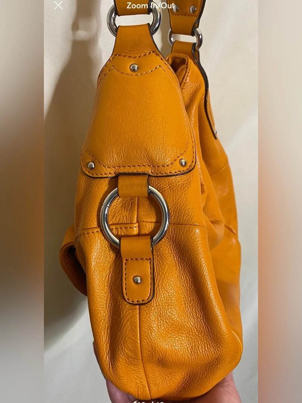 B. Makowsky Genuine Leather Ashton Orange Citrus Hobo Bag